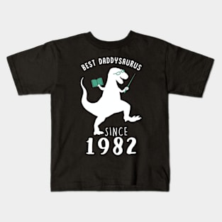Best Dad 1982 T-Shirt DaddySaurus Since 1982 Daddy Teacher Gift Kids T-Shirt
